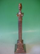 A Hinks Silver Plated Table Lamp of columnar Corinthian form. 21" high