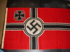 Third Reich Kriegesmarine A flag, the lanyard with official stamp and size. Minor fraying to corners