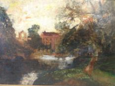 Robert Scott-Temple exh. 1880-1905 Mill scene with weir. Signed. Oil on canvas 10"x 14"
