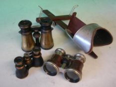 Two Pairs of Binoculars French, together with a pair of opera glasses and an American stereoscope