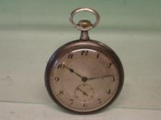A Silver Cased Pocket Watch. The silvered dial with Arabic numerals, blued hands and subsidiary
