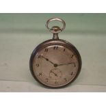 A Silver Cased Pocket Watch. The silvered dial with Arabic numerals, blued hands and subsidiary