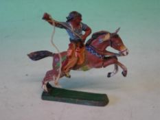 Hausser Elastolin A 105mm cowboy riding a horse with lasso.