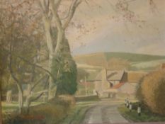 Noel Shepherdson 1957-2000 Clunton Corner, Shropshire. Signed and dated '80. Oil on board 10