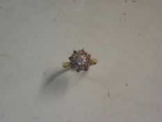 A 9ct Ring Cluster set with white stones