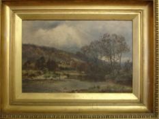 William E. Harris c1860-1930 A Bend in the Winion at Dolgelly. Signed and dated 1883, inscribed