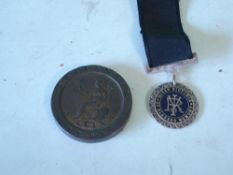Coins A George III cartwheel penny 1797 and a Victoria memorial medal