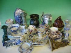 A Collection of Decorative Ceramics To include French Faiance, blue and white etc