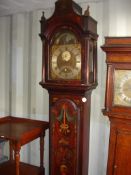A George III Eight Day Longcase Clock The mahogany case with pagoda hood, painted in colours with