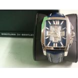 Breitling for Bentley A Flying B wristwatch, the stainless steel case with blue dial, subsidiary