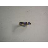 An Amethyst and Diamond Five Stone Ring Marked 375