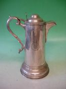 A Silver Plated Coffee Pot Of plain tapering form, engraved initials. 12" high