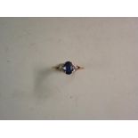 A Sapphire and Diamond Three Stone Ring Marked 375
