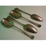 A Set of Four Silver Dessert Spoons London 1768-69. 8 ¼" long. 7ozs 12dwts.