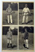 3x early monochrome tennis prints from the 1880s to incl a)“Leading Lawn-Tennis Players-photographed