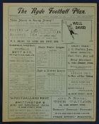 Very rare football programme for the match Ryde (Isle of Wight) v Southampton 1897/1898 played 27