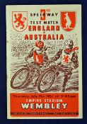 1951 England v Australia Speedway Programme – 3rd Test at Wembley Empire Stadium on Thursday 19th