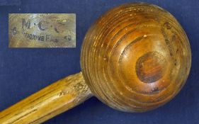 Nice MCC wooden cricket conditioning hammer stamped MCC to the head with a ball stuck the end of the