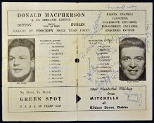 Shamrock Rovers v Manchester United 1964/65 autographed football programme dated 11 August 1964