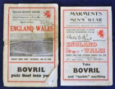 2x early post war 1940s Wales v England rugby programmes - to incl ’46 Victory (F/G) and ’49 general