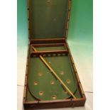 Interesting half size Bagatelle wooden table top game folding table complete with numbered gate