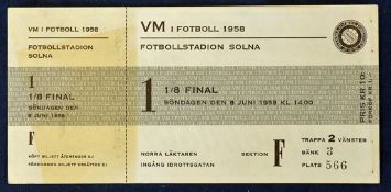 The Stanley Bean Collection Pt III. 1958 World Cup match ticket for the opening fixture of the final