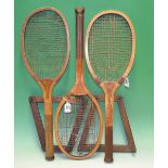 Baxendale & Co Ltd Manchester “Success” wooden fishtail tennis racket fitted with double centre