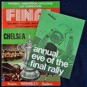 1970 FA Cup Final football programme Chelsea v Leeds Utd plus Eve of the Final Rally hand signed