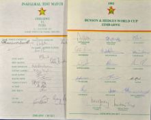 1992 Zimbabwe signed cricket team sheets both fully signed in G condition (2)