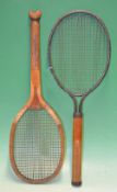 Scarce Slazenger “Thors” steel tennis racket – with brass collar stamped Slazenger’s to one side and