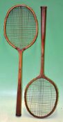 Fine pair of early Badminton “Final” wooden rackets c. 1910 –both with concave wedges, red and plain