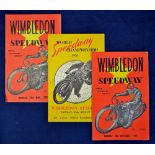 3x Wimbledon Speedway programmes from the early 1950s to incl 1951 “World Speedway Championship