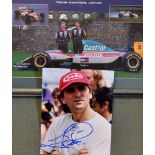 Signed Alex Zanardi photograph in colour t/w a Johnny Herbert and Alex Zanardi Formula One racing