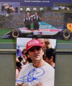 Signed Alex Zanardi photograph in colour t/w a Johnny Herbert and Alex Zanardi Formula One racing
