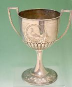 Fine 1896 Pigeon silver trophy – silver hallmarked Birmingham 1896/97, cartouche engraved with a