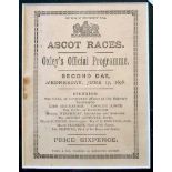 Scarce 1896 Ascot Horse Races Official Race Meeting Programme – for the 2nd day 17/06/1896 - mounted