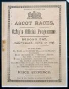 Scarce 1896 Ascot Horse Races Official Race Meeting Programme – for the 2nd day 17/06/1896 - mounted