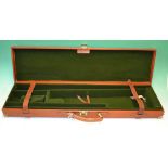 Gunmark leather gun case – to fit up to 30” barrels and 20” stock c/w brass corners, leather straps,