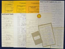 Quantity of 1995 onwards Northamptonshire CCC signed team sheets and cards to include Lamb, Ambrose,
