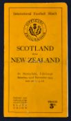 1935 Scotland v New Zealand rugby programme - played at Murrayfield 23rd November - covers split,