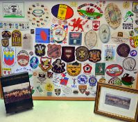 Mixed selection of rugby related embroidered badges, stickers, beer mats, and other ephemera/