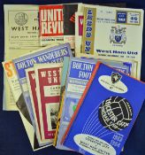 Collection of West Ham United football programmes including 1950s, mainly 1960s and includes homes