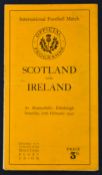 1932 Ireland Rugby Championship winning season. 1932 Scotland v Ireland rugby programme - played