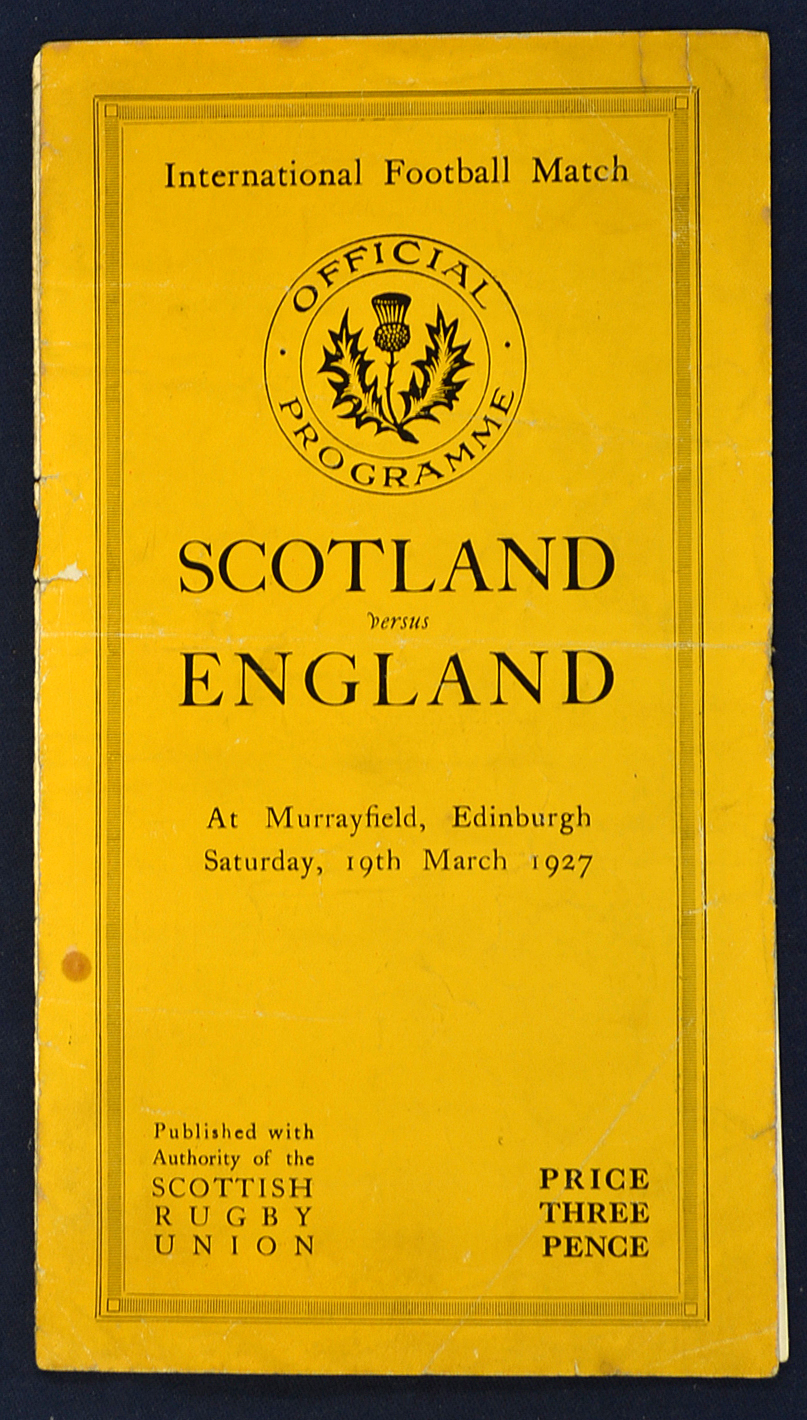 Rare 1927 Scotland v England rugby programme - played at Murrayfield 19th March - this was