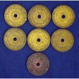 Billiard Tokens – 7x brass billiard tokens embossed and inscribed to the border “Ilkeston Reliable