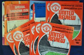 Manchester United football programmes for 1973/74 season (relegation season) with aways and homes