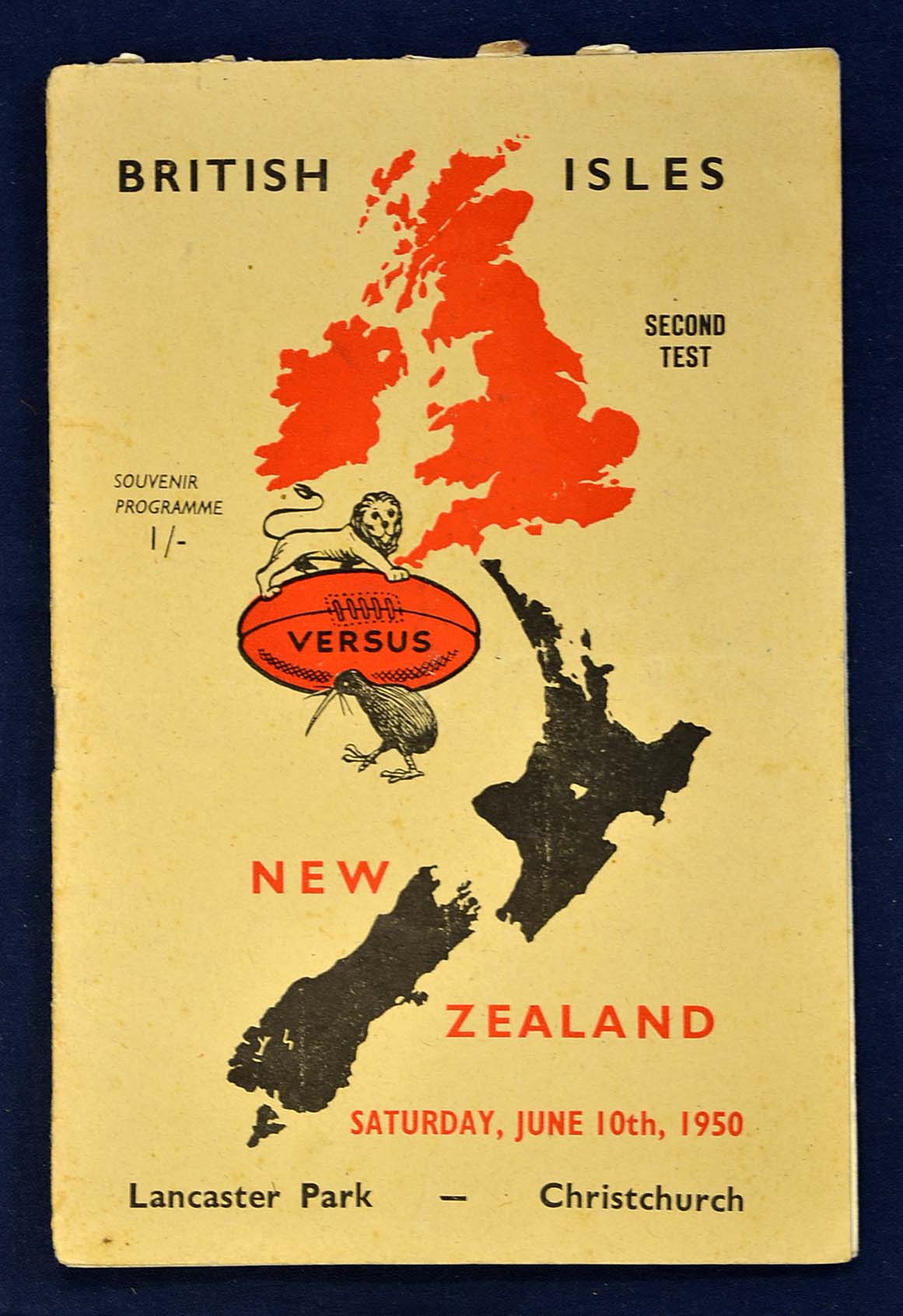 1950 British Lions v New Zealand rugby programme – 2nd Test match played on the 10th June at - Image 2 of 2