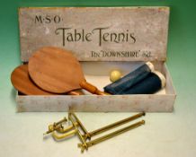 Table Tennis Set - Early M.S.O. “The Downshire” Table Tennis boxed set comprising 2 wooden