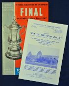The Stanley Bean Collection Pt II. 1967 FA Cup Final football programme plus Eve of the Final