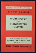 1957/1958 Workington v Manchester United FA Cup 3rd Round match programme VG
